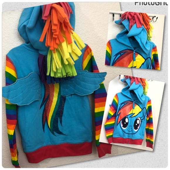 MY LITTLE PONY Girls Hooded Full Zip Hoodie Sweatshirt Wings Decorated NWT - Picture 1 of 13